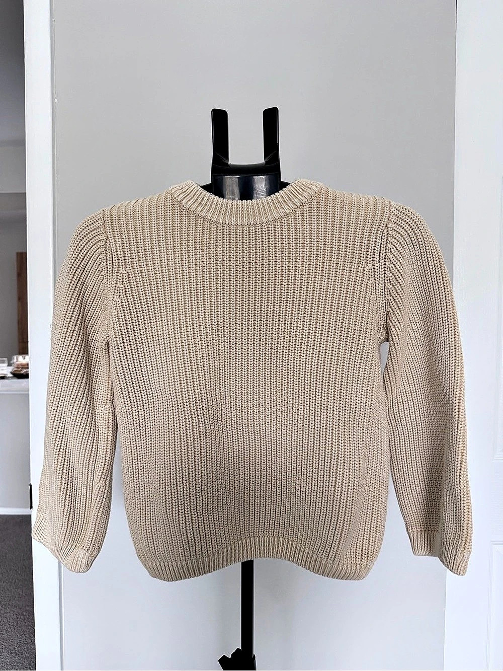 DEMYLEE Beige Chunky Knit Sweater with 3/4 Sleeves